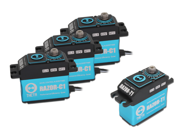 THETA RAZOR HELI SET 3x C1 / 1x T1 Brushless HV 40mm Standard Servos mit NFC - Blau